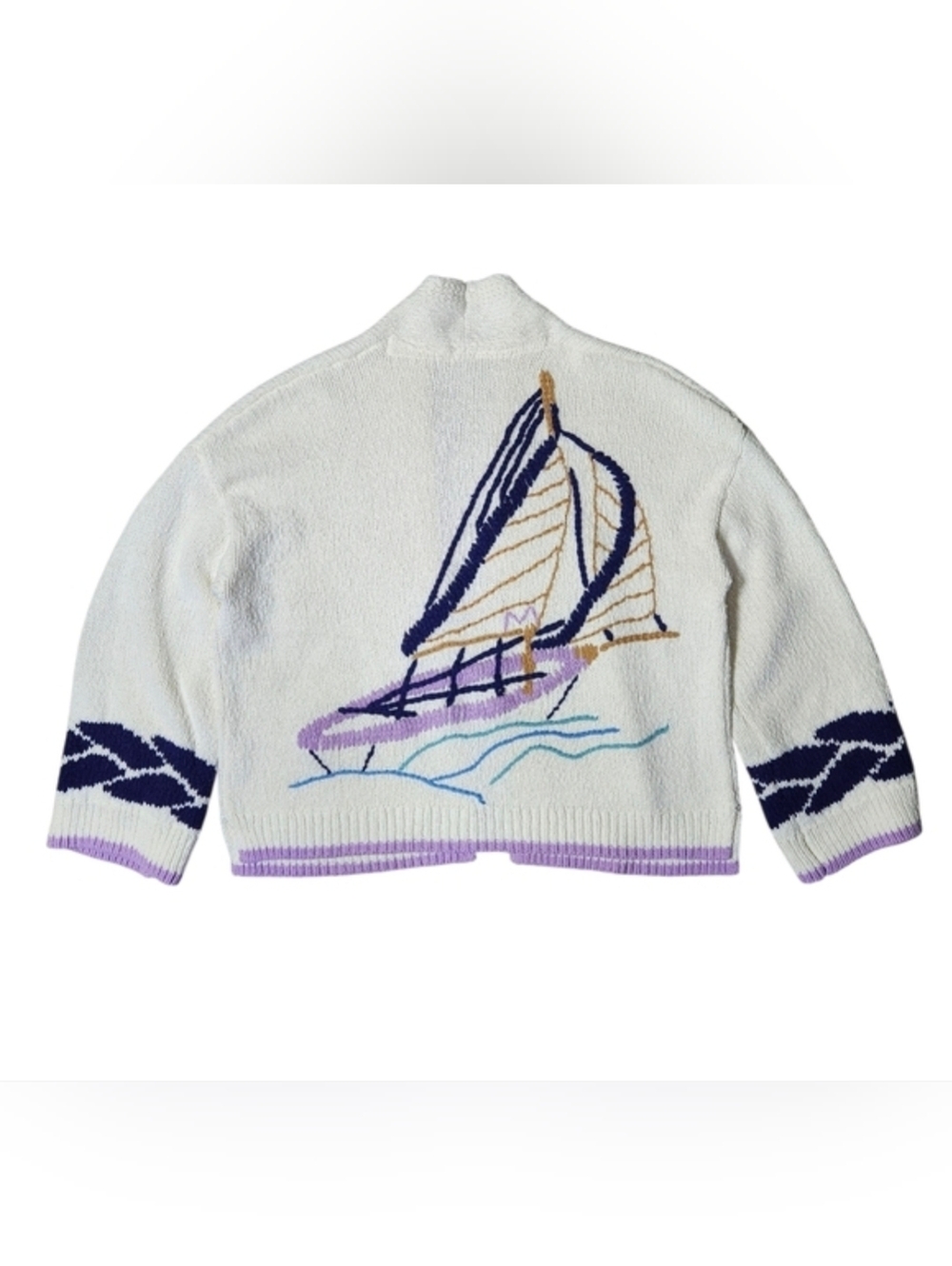 Anthropologie Maeve Maggie Sailboat Cardigan Sweater Lilac Women Size XS Small - Picture 3 of 13